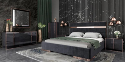 BLACK AND GOLD BED